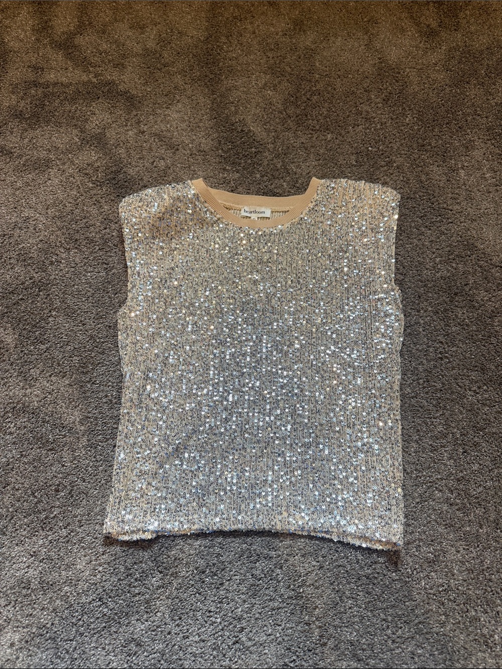 Heartloom Silver Sequin Knit Shell